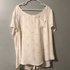 Torrid Pink Flamingo Back Button Blouse